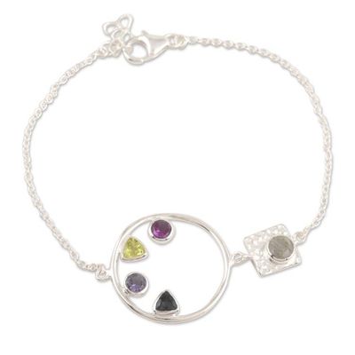 Alternate image for Peridot and Amethyst Multi-Gem Bracelet Cool Shimmer