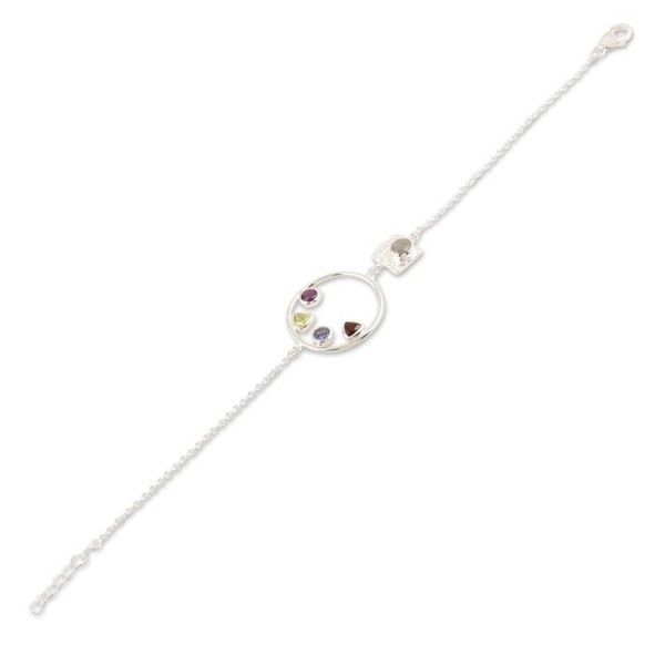 Alternate image for Peridot and Amethyst Multi-Gem Bracelet Cool Shimmer