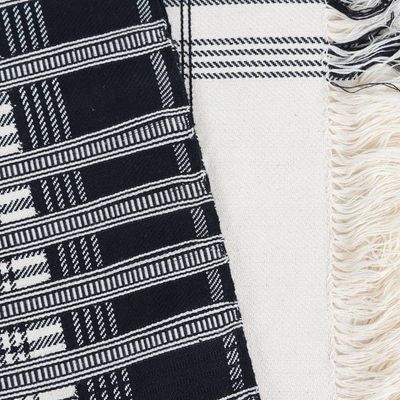 Alternate image for Geometric Striped Cotton Throw in Black and Alabaster Geometric Elegance in Black