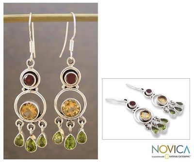 Primary image for Citrine and Peridot Silver Chandelier Earrings Altogether