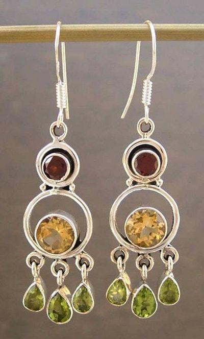 Alternate image for Citrine and Peridot Silver Chandelier Earrings Altogether