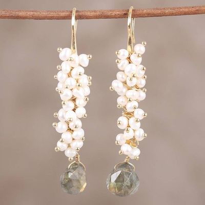 Primary image for Handmade 22k Gold Plated Sterling Silver Gemstone Earrings Classic Cluster