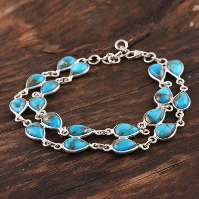 Alternate image for Teardrop Composite Turquoise Link Bracelet from India Eternal Nature