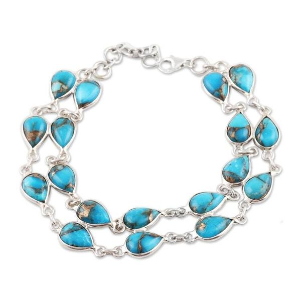 Alternate image for Teardrop Composite Turquoise Link Bracelet from India Eternal Nature