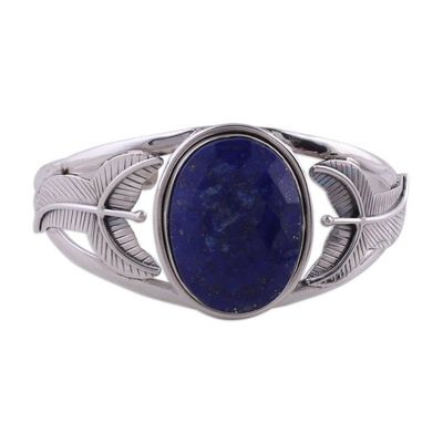 Alternate image for Handcrafted Sterling Silver Cuff Bracelet with Lapis Lazuli  Sea Blossom