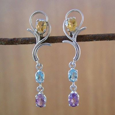Alternate image for Silver Multigem Earrings Spring Princess