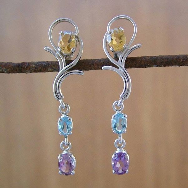 Alternate image for Silver Multigem Earrings Spring Princess