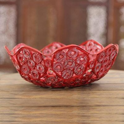 Alternate image for Handcrafted Recycled Paper Basket from India Red Garden