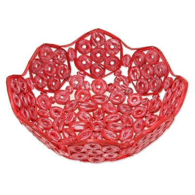 Alternate image for Handcrafted Recycled Paper Basket from India Red Garden