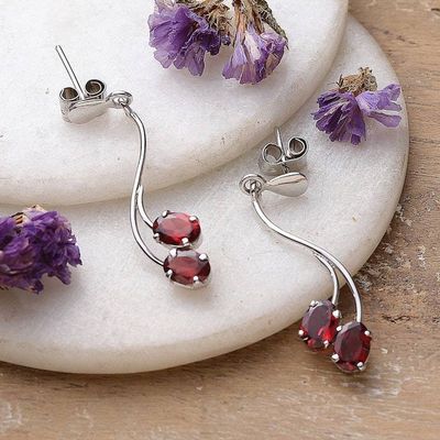 Alternate image for Sterling Silver and Garnet Earrings Sinuous Red