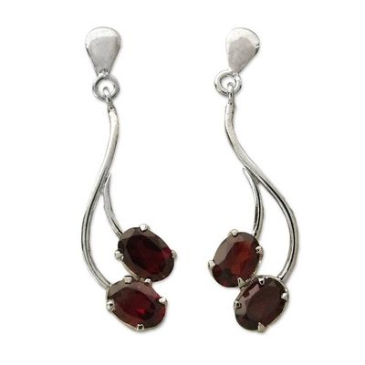 Alternate image for Sterling Silver and Garnet Earrings Sinuous Red