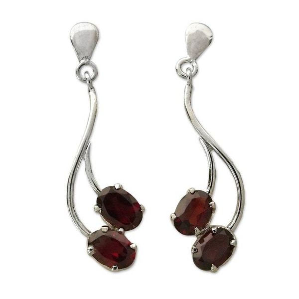 Alternate image for Sterling Silver and Garnet Earrings Sinuous Red