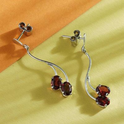 Alternate image for Sterling Silver and Garnet Earrings Sinuous Red