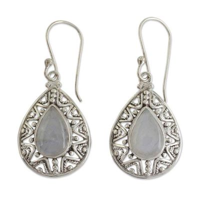 Alternate image for Rainbow Moonstone and Sterling Silver Dangle Earrings Timeless Ganges