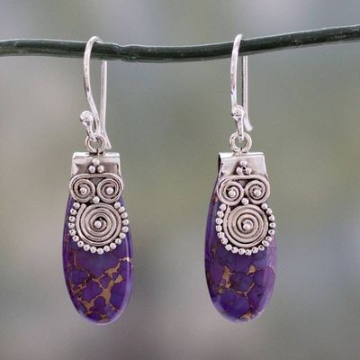 Alternate image for Fair Trade Purple Turquoise and Sterling Silver Earrings Purple Enigma