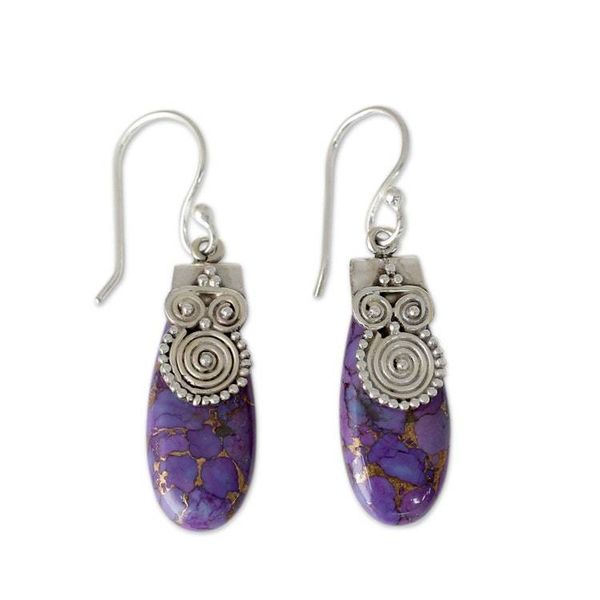 Alternate image for Fair Trade Purple Turquoise and Sterling Silver Earrings Purple Enigma