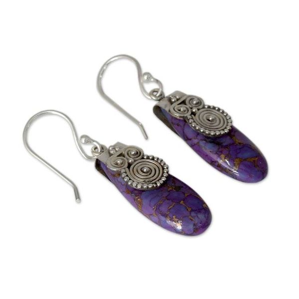 Alternate image for Fair Trade Purple Turquoise and Sterling Silver Earrings Purple Enigma