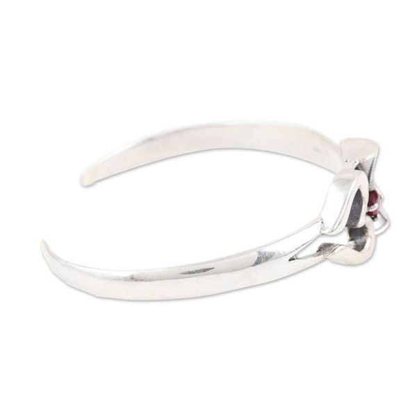 Alternate image for Sterling Silver Cuff Bracelet with Faceted Natural Garnet Crimson Adoration