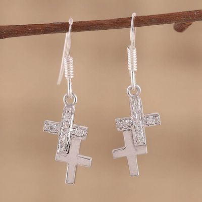 Alternate image for Sterling silver cross earrings To Each a Cross