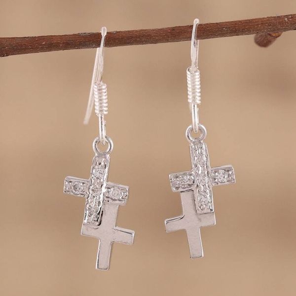 Alternate image for Sterling silver cross earrings To Each a Cross