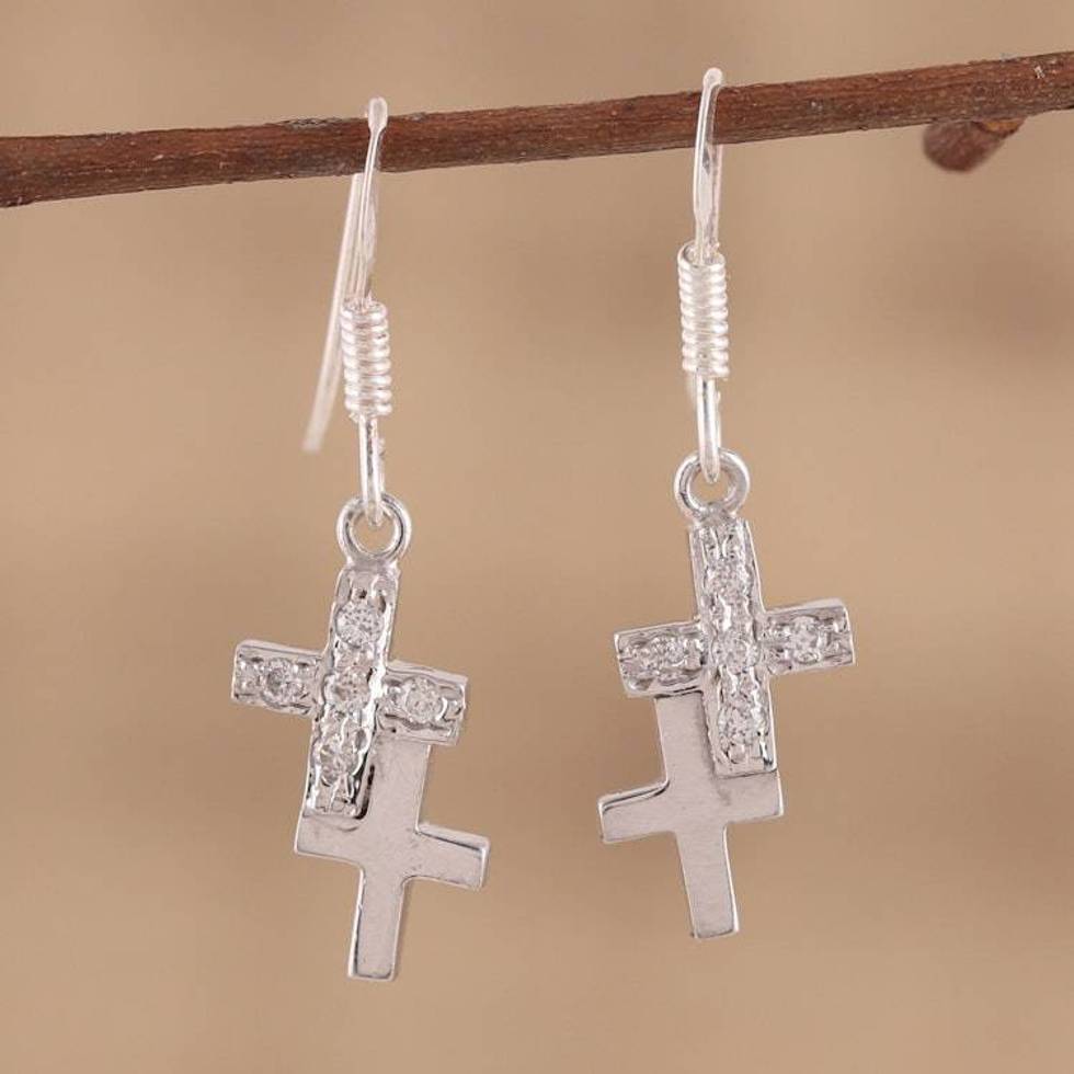 Sterling silver cross earrings 'To Each a Cross'