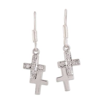 Alternate image for Sterling silver cross earrings To Each a Cross