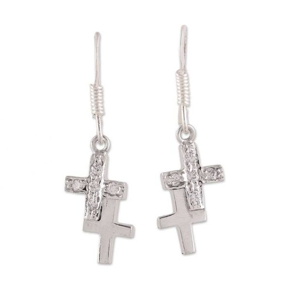 Alternate image for Sterling silver cross earrings To Each a Cross