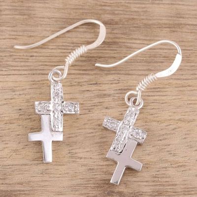 Alternate image for Sterling silver cross earrings To Each a Cross
