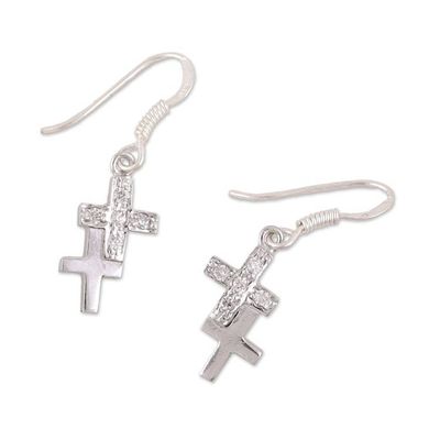 Alternate image for Sterling silver cross earrings To Each a Cross