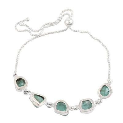 Alternate image for Handmade Green Apatite and Silver Link Bracelet Modern Harmony in Green
