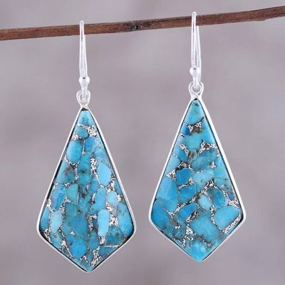 Alternate image for Sterling Silver and Composite Turquoise Dangle Earrings Sky Kites
