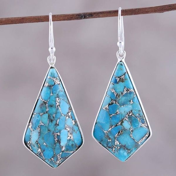 Alternate image for Sterling Silver and Composite Turquoise Dangle Earrings Sky Kites
