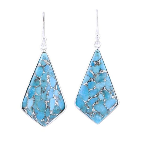 Alternate image for Sterling Silver and Composite Turquoise Dangle Earrings Sky Kites