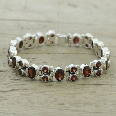 Alternate image for Glam Garnet and Sterling Silver Link Bracelet from India Sweet Glam