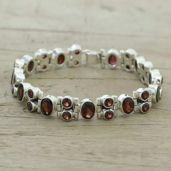 Alternate image for Glam Garnet and Sterling Silver Link Bracelet from India Sweet Glam