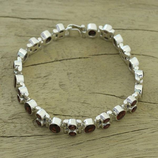 Alternate image for Glam Garnet and Sterling Silver Link Bracelet from India Sweet Glam