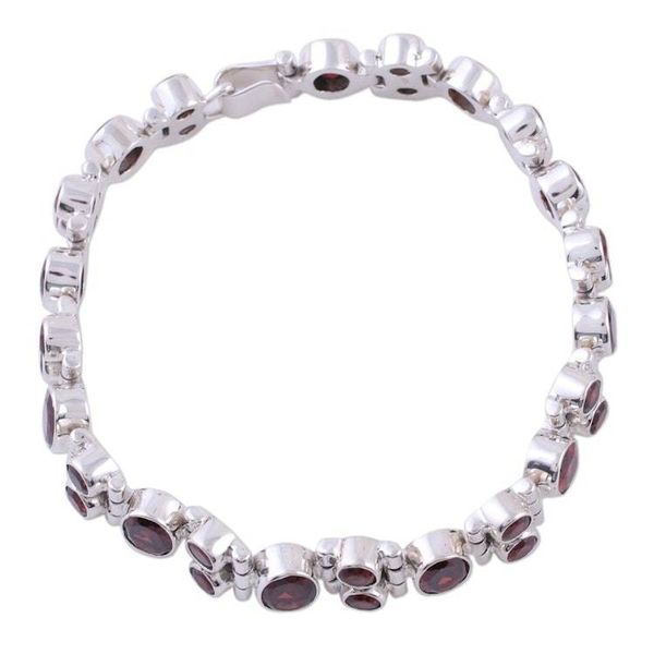 Alternate image for Glam Garnet and Sterling Silver Link Bracelet from India Sweet Glam