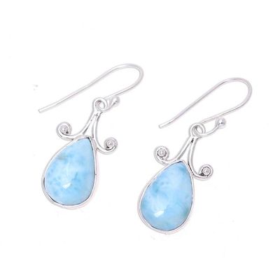 Alternate image for Drop-Shaped Larimar Dangle Earrings from India Celebratory Drops