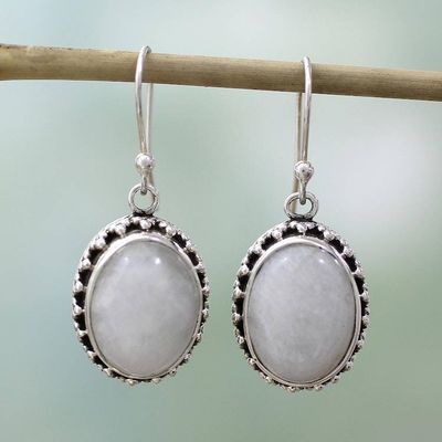Alternate image for Moonstone Earrings Artisan Crafted in Sterling Silver Misted Moon