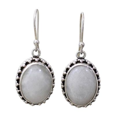 Alternate image for Moonstone Earrings Artisan Crafted in Sterling Silver Misted Moon