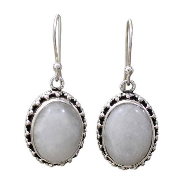 Alternate image for Moonstone Earrings Artisan Crafted in Sterling Silver Misted Moon