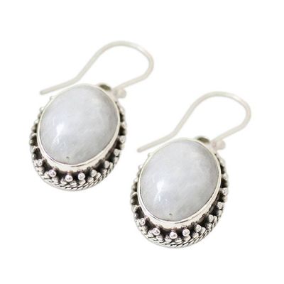 Alternate image for Moonstone Earrings Artisan Crafted in Sterling Silver Misted Moon