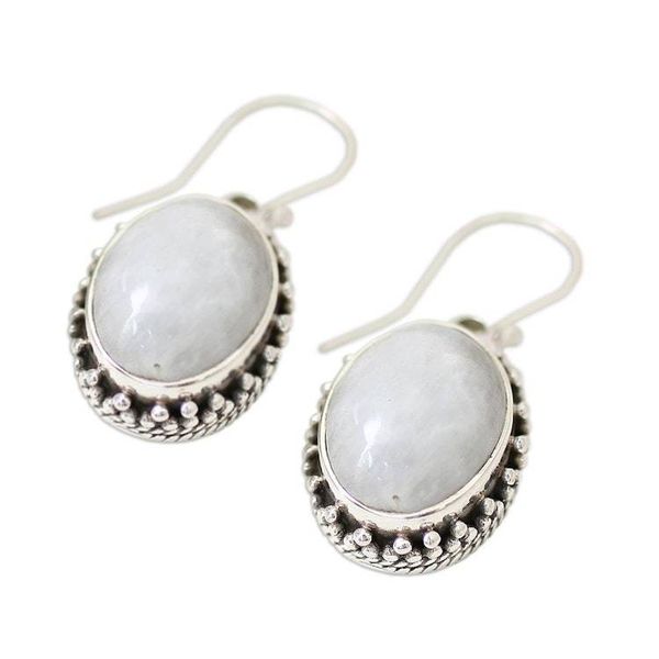 Alternate image for Moonstone Earrings Artisan Crafted in Sterling Silver Misted Moon
