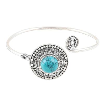 Alternate image for Ornate Sterling Cuff with Reconstituted Turquoise Agra Adventure