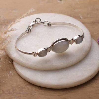 Alternate image for Sterling Silver Rainbow Moonstone Pendant Bracelet Icy Surface