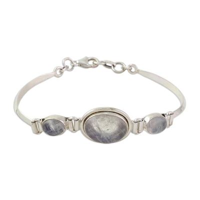 Alternate image for Sterling Silver Rainbow Moonstone Pendant Bracelet Icy Surface