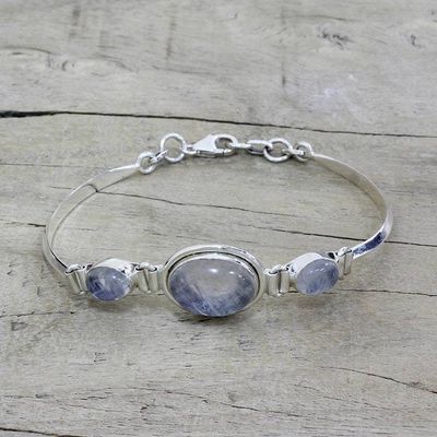 Alternate image for Sterling Silver Rainbow Moonstone Pendant Bracelet Icy Surface