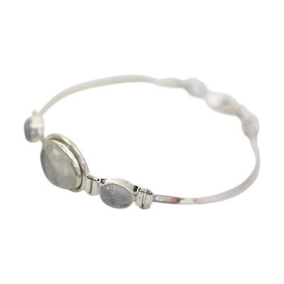 Alternate image for Sterling Silver Rainbow Moonstone Pendant Bracelet Icy Surface