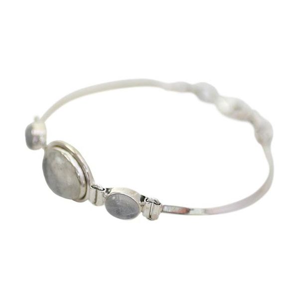 Alternate image for Sterling Silver Rainbow Moonstone Pendant Bracelet Icy Surface