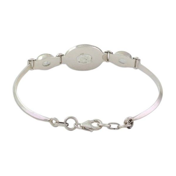 Alternate image for Sterling Silver Rainbow Moonstone Pendant Bracelet Icy Surface